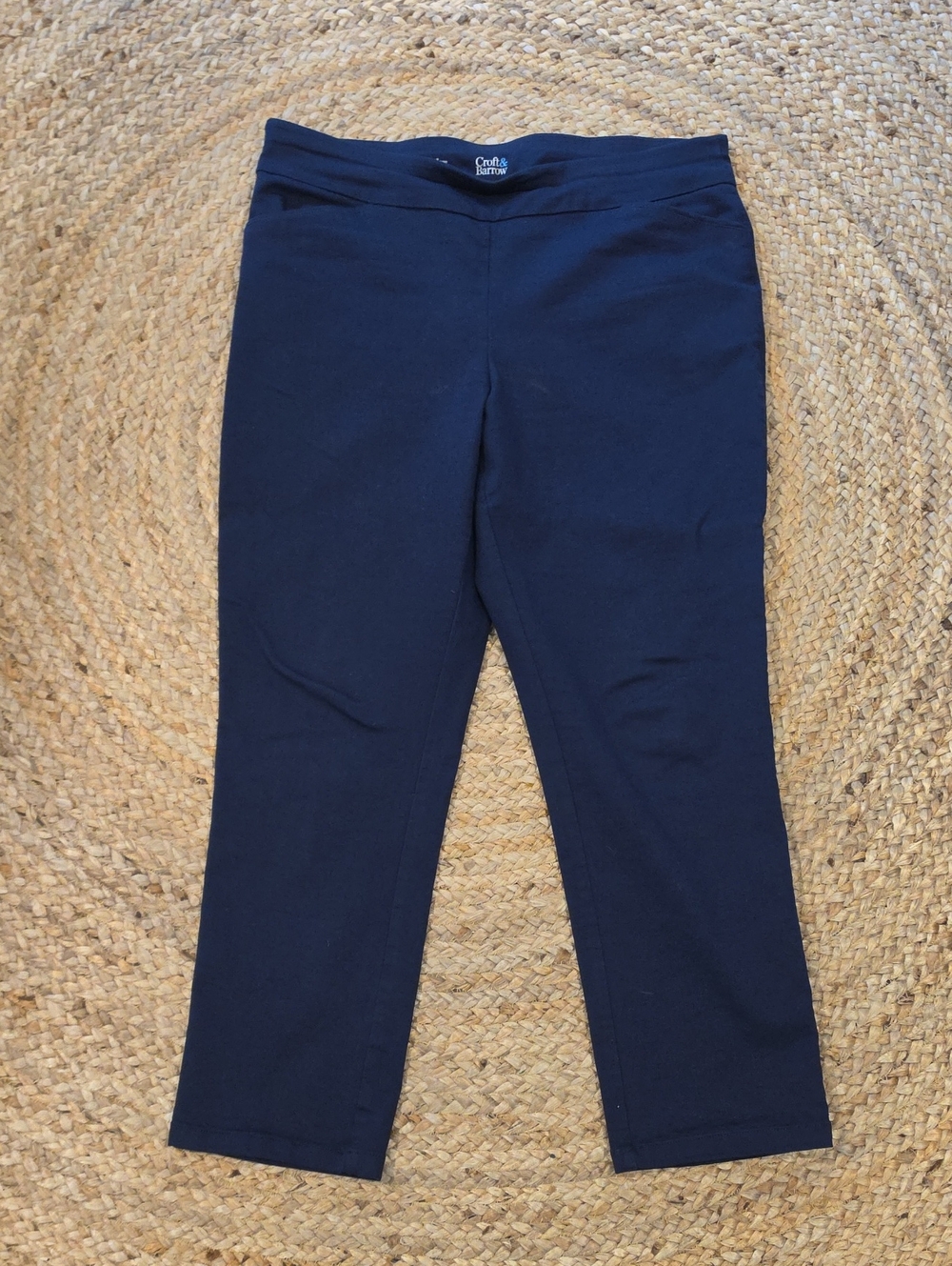 croft & barrow Navy Cropped Pull-On Straight-Leg Jeans